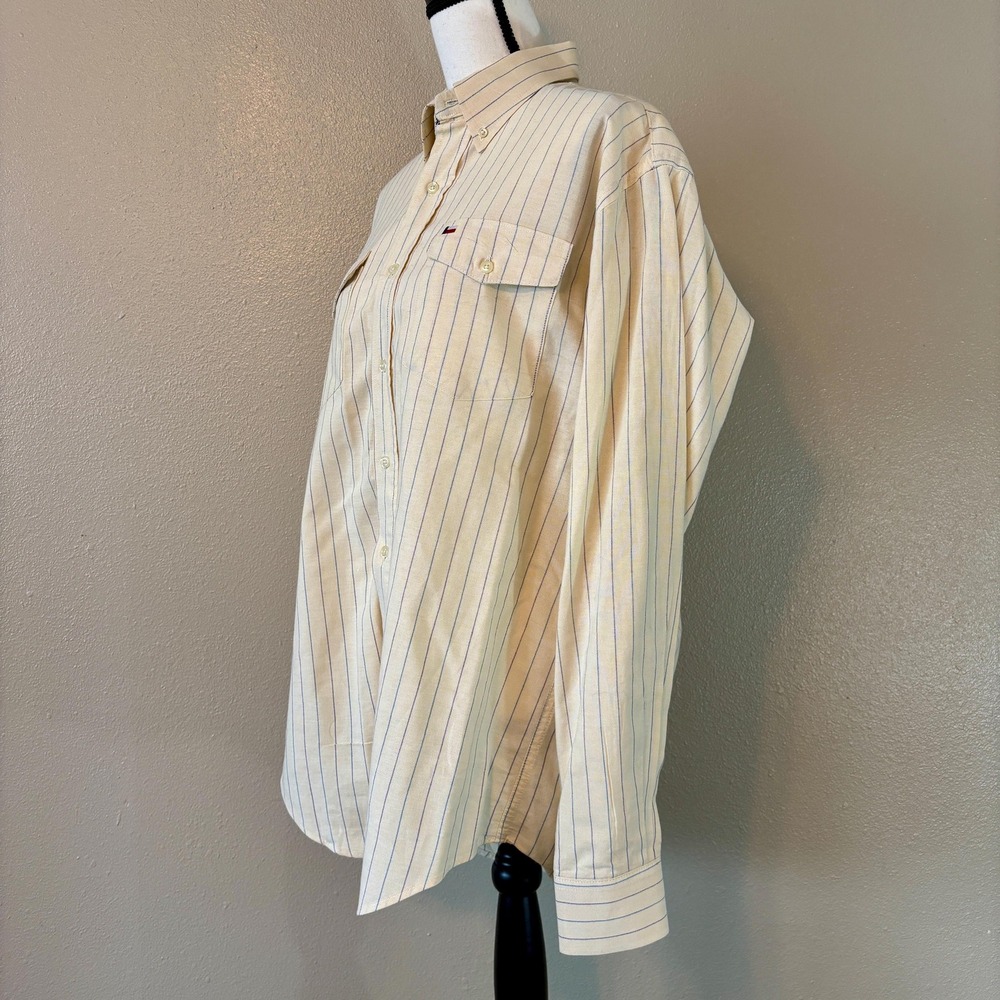 Light Yellow Long Sleeve Button Down Thin Striped… - image 5
